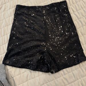 Zara Black Sequin High Waist Shorts